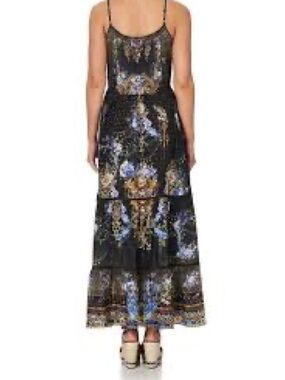 Camilla Black Silk Maxi Dress with Front Tie Details